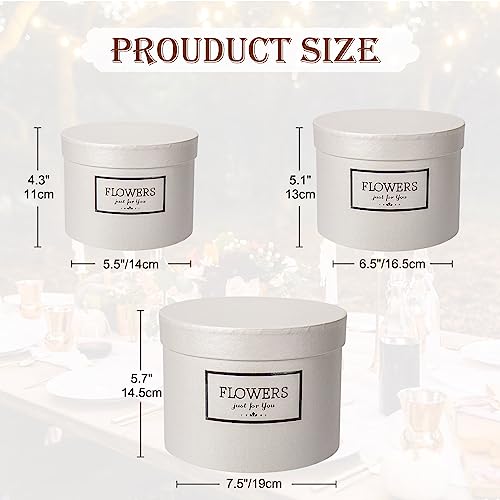 GnFlus White Gift Box Round Gift Boxes with Lids Set of 3 Nesting Gift Boxes for Presents Assorted Sizes Flower Boxes for Arrangements Birthday Wedding Bridesmaid Graduation Christmas Party Gift Bags - color: White