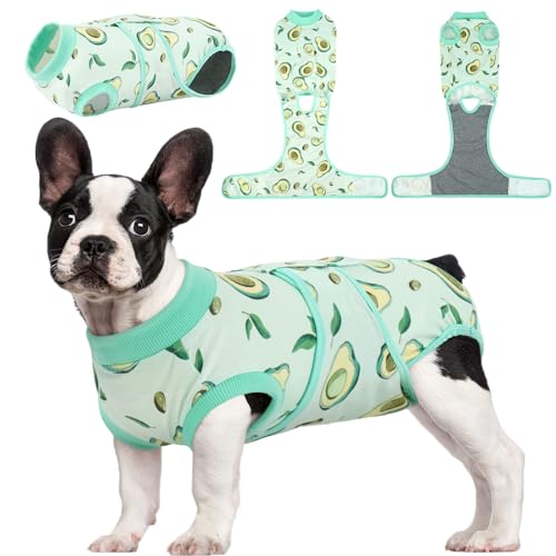 Kuoser Recovery Suit for Dogs Cats, Soft Dog Surgery Suit Female Male Spay | Professional Dog Onesie for Surgery, Substitute E-Collar & Cone, Prevent Licking Dog surgical suit Pet Neuter Suit - color: Avocado, size: X-small (Back:8.3-11.4'', Weight:4-7 Lb