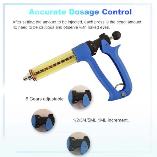 50ML Semi Automatic Livestock Syringe, Adjustable Continuous Repeating Luer Lock Syringe for Cattle Cow Goat Sheep Pig - size: 1-Piece 50ML