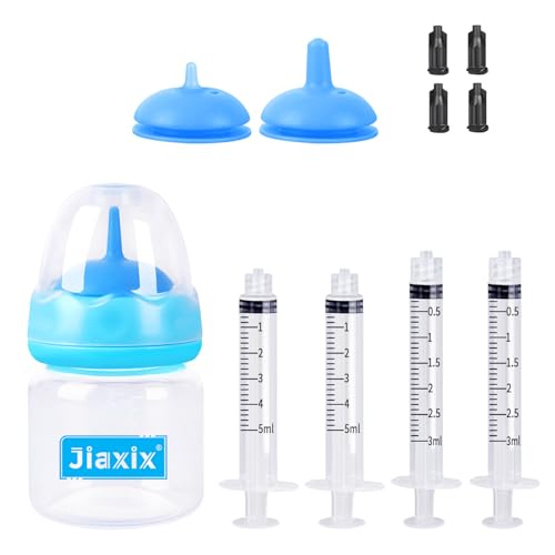 Pet Bottle Feeding Kit, Puppy & Kitten Nursing Supplies, Blue, 60ml Bottle with Anti-Choking Silicone Nipples & Syringes, Newborn Flow, Dishwasher Safe - color: Blue
