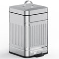 CEROELDA Small Trash Can with Lid-5L/1.3 Gal,Outdoor Dog Poop Garbage Can-Farmhouse Retro Metal Waste Bin w/Step Pedal for Bathroom Bedroom Office-Soft Close-Galvanized Steel… - color: Galvanized steel