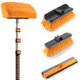20 Foot Exterior House Cleaning Brush Set with 4-12 ft Extension Pole | Vinyl Siding Brushes with Telescopic Extendable Pole & Window Cleaning Squeegee // The Ultimate Extension Scrub Brush Set - size: 12 feet