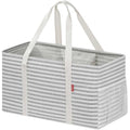 LHZK Standing Extra Large Utility Tote Bag with Metal Wire Frame and the Sides Rinforced, Extra Large Tote Bag with Handle, Reusable Grocery Bags Foldable, Beach Bag, Car Tote (Gray) | 22.5×10.5×12 inch - color: Gray, size: 22.5''x10.5''x12''-1 Pack