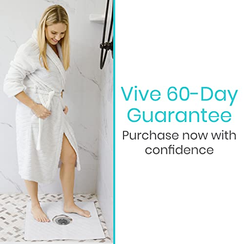 Vive Shower Mat - 22" by 22" Square Non Slip Large Bath Mat for Bathtub - Patented Design - Suction Cup Traction Skid Pad for Stalls Floors Tub - Textured Rubber with Drain Hole - color: Pearl White