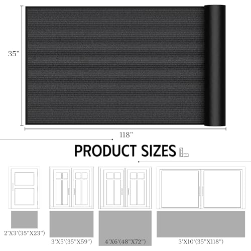 Front Door Mat, 3' x 10' Commercial Door Mat Outside Entrance, Heavy Duty Welcome Mat, Absorbent & Dirt Resistant, Non-Slip Extra Large Door Mats, Door Rugs for Entryway Indoor Outdoor, Grey - color: Grey Striped, size: 3' x 10'