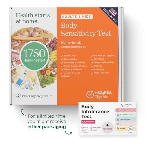 Food Sensitivity Test Kit for Adults & Kids - 1,750 Items - Hair Sample | Body Sensitivity Test by Check My Body Health - Results in 3–5 Days - Includes Nutritional Support and Meal Planner - size: 1750 Test Kit