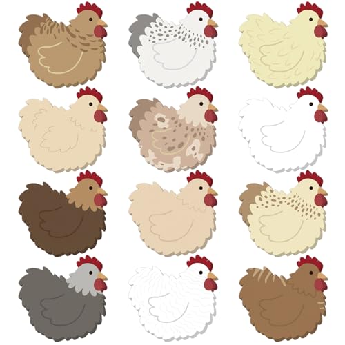 Yinder 24 Pads Chicken Sticky Notes Kawaii Self Adhesive Memo Pads Bulk | Cute Cartoon Shaped for to Do Lists, Party Favors, School Supplies, Office Reminders, Veterinary Clinic Decor - style: Chicken