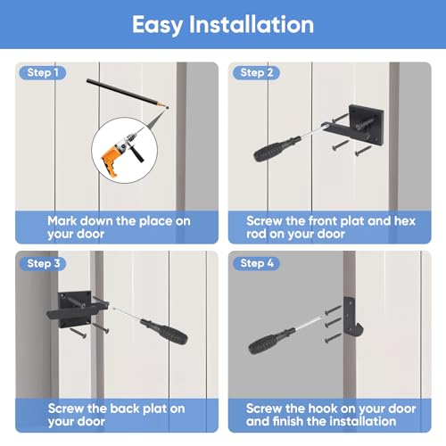 Gate Latch, BARNSMITH Heavy Duty Double Side Gate Latches, Matte Black Fence Latch, Garden Door Latch, Pool Gate Latch - size: GT01-L