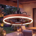 Farmhouse Gazebo Fan with Light, 20" Plug-in Gazebo Ceiliing Fan with App/Remote Control, Outdoor Ceiling Fan with Light IP65 Waterproof, 3 CCT Light, for Gazebo - Wood Grain - color: Wood Grain