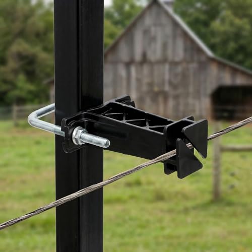 Hiceeden 24 Pcs Tube Post Insulators, Electric Fence Insulator for Fence Wire Chain Link, T Extender Insulators for Square or Round Tubing, Black