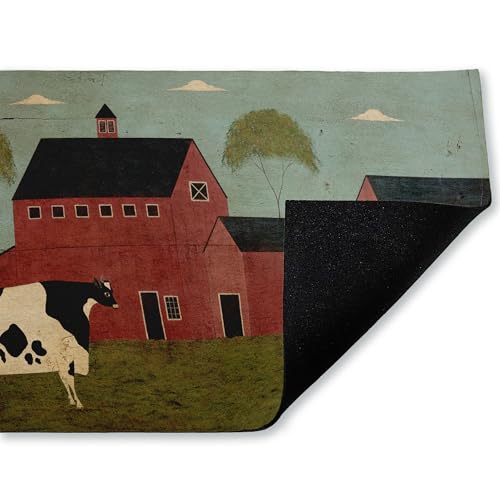 Stupell Industries Nellies Barn Cow, 30 x 18 | Outdoor Door Mat, Durable Non-Slip Woven Natural Texture, Recycled Rubber Backing | by Warren Kimble