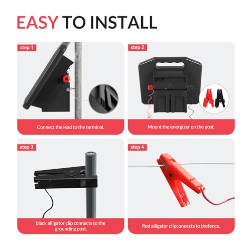 S700 35 Miles Solar Fence Charger, 0.76 Joule Solar Electric Fence Charger for Livestock, Horses, Cattle Sheep, Solar Powered Electric Fence with Dual Input, Easy Installation