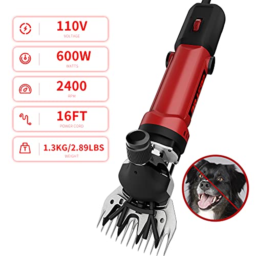 Sheep Clippers 600W, Professional Animal Shearing Machine, Farm Livestock Grooming Kit, Heavy Duty Electric Clippers for Thick Coat Animals (Sheep Clippers-600W)