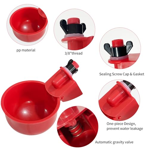 Chicken Water Cups, 8pcs Automatic Chicken Water Feeder, Poultry Waterer Kit Suitable for Chicks, Duck, Goose, Turkey and Bunny, 8-Pack