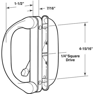 Sliding Patio Door Handle Set for Milgard, White - color: White