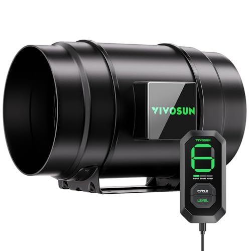 VIVOSUN G8 8" Inline Fan &Cycle Mode Speed Controller, 725 CFM Aerozesh Fan | 3 Cycle Modes, Grow Tent Kit Ventilation Fan, EC Motor, Programmable Exhaust Fan for Heating Cooling Booster, Hydroponics - color: Black Basic, size: 8"