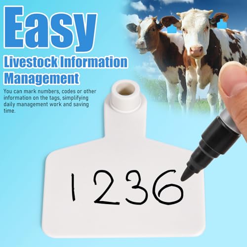 Blank Ear Tags 100 Pieces Livestock Identification Tags Blank Livestock Ear Tags for Cattle Cow Pig Goat Sheep Dog (White 3x2.44'') - color: White 3x2.5''
