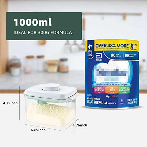 Baby Formula Container, 11oz Airtight Milk Powder Dispenser with Pop Lid | 1000ml Home Storage Holder with 5g Scoop, Scraper, and BPA-Free AS Body for Baby Feeding, Daycare, Overnight Stays and Travel - color: 11 oz - Clear