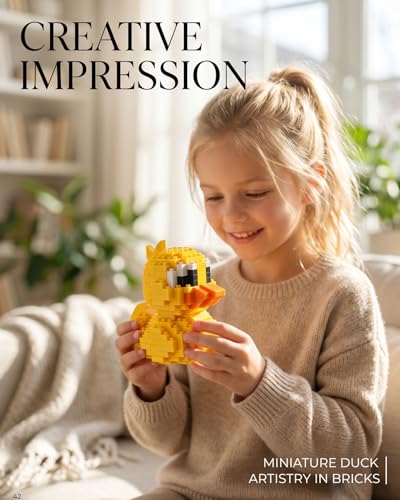 QISHOUTING Duck Mini Building Toy for Kids, Farm Animals Mini Duck Building Blocks & Learning Toy for Girls Boys, Duck Figurine Toys for Adults Girls, Birthday Party Favors Stocking Stuffers - style: Duck