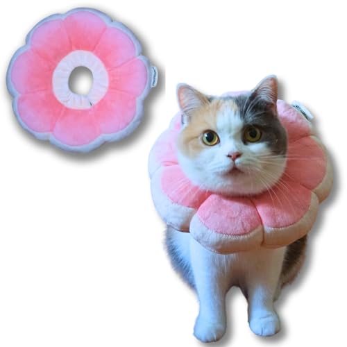 Adjustable Comfy Flower Style Elizabeth Collar for Cats Puppies Soft Recovery Cone Pet Protective Neck Collar (Pink, Small) - color: Pink, size: Small