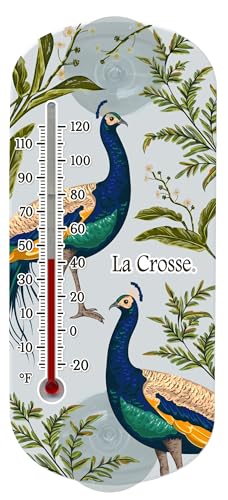 La Crosse 204-1520F 8-inch Analog Capillary Window Thermometer with Peacock - color: Blue