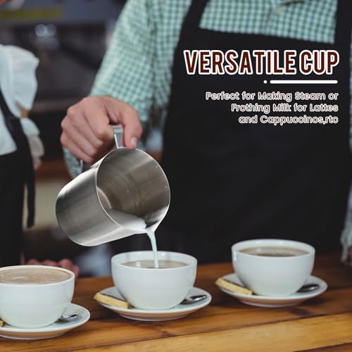 Copkim 4 Pcs Milk Frothing Pitcher with Handle 33.8 oz, 1000 ml, 4 Cup 304 Stainless Steel Pitcher with Pour Lip Metal Liquid Measuring Cups Measuring Jug Milk Frothing Cup for Latte Art Water Pouring - size: 4 Cup