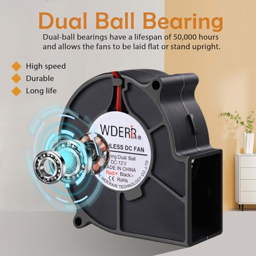 Small 12V DC 75mm x 30mm Centrifugal Brushless Blower Fan High Speed Inflatable Turbo Fan Replacement Dual Ball Bearing 2Pin - style: 75 x 30 12v2p