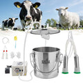 VEVOR Goat Milking Machine, 3.2 Gal / 12 L Food-Grade Stainless Steel Bucket, 4 Teat Cups for Cows and Goats, with 8000 mAh Rechargeable Battery, Electric Pulsation Milking Machine Portable Milker - size: 12L+Portable