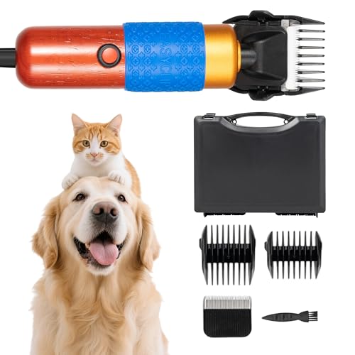 Dog Clippers for Grooming Thick Hair, 200W Sheep Shears, Pet Clipper Kit | Corded Dog Hair Trimmer with Spare Blade, Stepless 2000-6600 RPM, 10ft Cable, Low Noise, for Dogs, Sheep, Goats and Alpacas - size: 10 feet