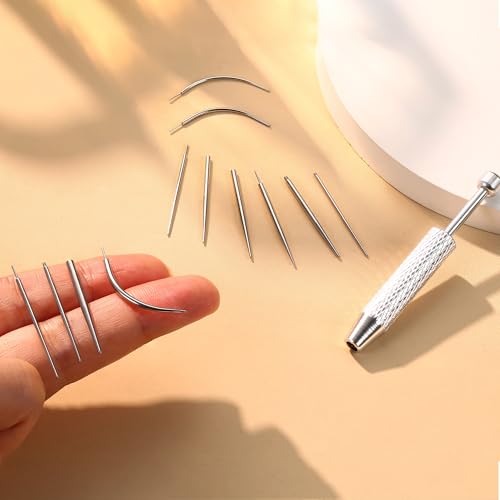 GEMQUEEN Piercing Ball Grabber Tool, 14-20G Taper for Changing Jewelry | Surgical Steel Flat Back Earrings Threader Tool Insertion Pin, Body Piercing Kit for Ear Rook Conch Nose Lip Jewelry Removal - style: Thread+Threadless(14G 16G 18G) +Ball Grabber Too