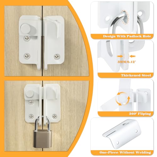 Alise White Flip Latch Gate Latch,Shed Door Latch Barn Door Lock,L-Size | Stainless Steel Door Lock Latches for Wooden Fence Shed Barn Chicken Dog Cage Window Cabinet Backyard Garage - color: White, size: Large Size (SS)