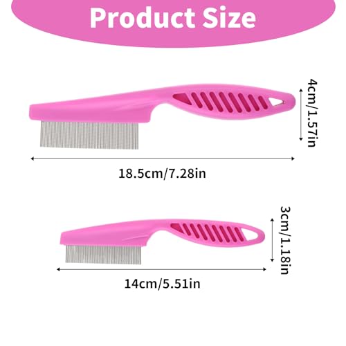 TIESOME Pet Hair Comb Tear Stain Removal,2 Pack Multifunctional Pets Grooming Comb Kit 2 in 1 Dog Combs Stainless Grooming Massage Dual-Sided Comb for Knots Crust Floating Hair Tangle Fleas(Pink) | Multifunctional Pets Grooming Comb Kit, 2 in 1 Dog Combs,