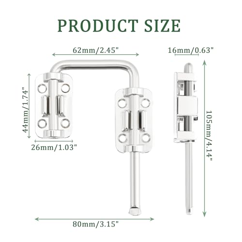 Mooche Sliding Door Lock,90/180 Degree Installation Loop Bolt Lock,Sliver | U-Bolt Lock Door Security Latch, 4 Inch Barn Door Lock Zinc Alloy Screws Included for Uneven Door Toilet Fence Garage - color: Sliver
