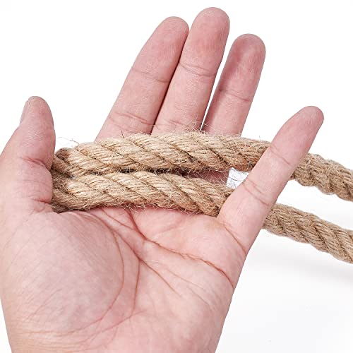 Heavy Duty Jute Rope - 1/2 Inch, 100 Feet, Natural Hemp, Twisted, Ideal for Crafts, Gardening, Bundling, Climbing, Hammock, Nautical, Tug of War, Railings, Home Decorating - size: 100Ft, style: 1/2 Inch
