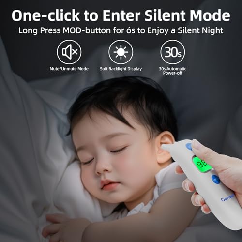 Berrcom 3-in-1 Forehead & Ear Thermometer for Adults and Kids | Touchless digital with fever alert, backlight LCD, non-contact indoor use, fast accurate for baby & child - color: Blue
