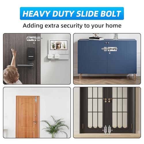 Barrel Bolt Latch, 6.3" Heavy Duty Gate Latch Slide Lock Solid 304 Stainless Steel Bolt Lock for Inside Door, Finished Shed Door Latch (1 Pack, Silver) - color: Silver 6inch