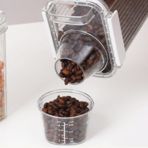 Neoflam 3 Set Airtight Kitchen Pantry Dry Food Container with Handle, Dog, Cat, Pet Feed Dispenser with Measuring Cup, Refrigerator Cabinet Organization for Cereal, Rice, Grain, Pasta (44 oz, 1300ml) - size: 44 oz