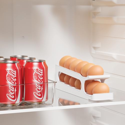 Egg Holder for Fridge, 2 Tiers, Egg Roller for Eggs 12 Count | Auto Rolling Egg Storage Organizer for Refrigerator, Slim Space Saving Container, Dispenser - size: 2 Tiers