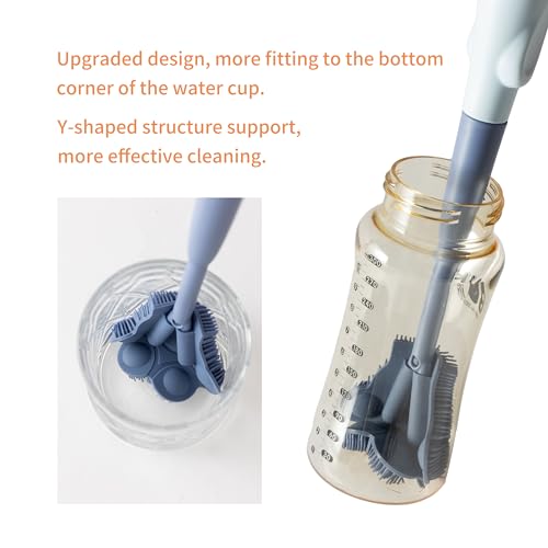 Silicone Baby Bottle Brush with Stand, Water Bottle Brush Cleaner Set | Cup Cleaning Brush, Multifunctional Cleaning Brush Set - color: Blue 3