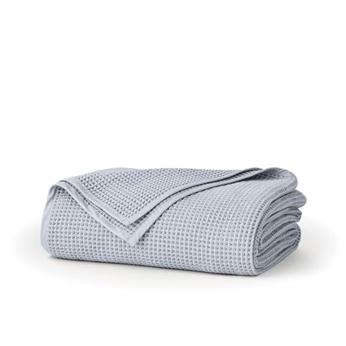 BOLL & BRANCH Waffle Bed Blanket, Twin/Twin XL, Hydrangea | Luxury 100% Organic Cotton - Soft, Lightweight and Breathable - Textured Waffle Weave Design - color: Hydrangea, size: Twin/Twin XL