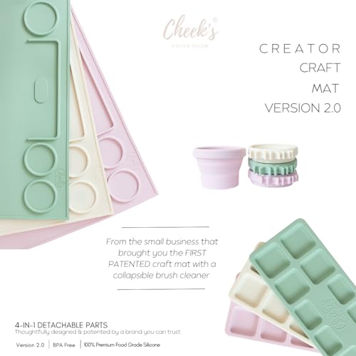 V2.0 Art Creator Silicone Craft Mat for Kids 15"x17" – Non-Stick, Waterproof & Easy to Clean, Collapsible Cleaning Brush, Removable Palette & Cups for Painting, Resin, Crafts, Clay & Playdough
