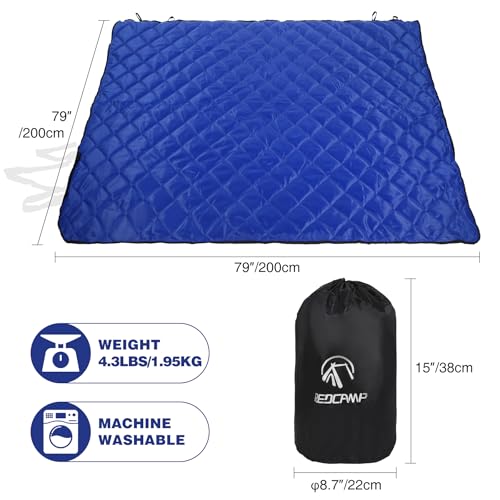 REDCAMP Large Camping Blanket with Sherpa Lining, Blue 79"x79" | Cold Weather Warm Thick Outdoor Blanket Comfy Foldable & Windproof for Camping Stadium,Car,Picnics,Pet,Trip,Machine Washable - color: 79"x 79" Blue