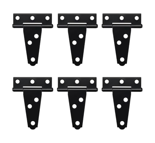 HLMOptimo Heavy Duty T Hinge, 6 pcs, 2 Inch, Black, Powder Coated Metal Alloy - size: 2 Inch, style: 6 pcs