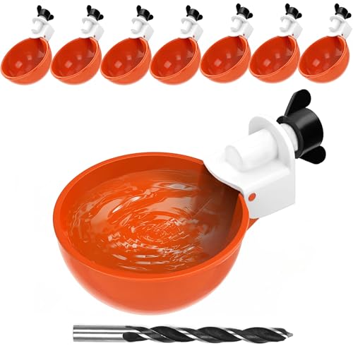 Large Automatic Chicken Waterer Cups, Poultry Watering Feeder Driking Bowl | 8pcs Poultry Water Feeder Kit for Chicks, Duck, Goose, Turkey and Bunny, Poultry DIY Gravity Fed Bucket Water Dispenser