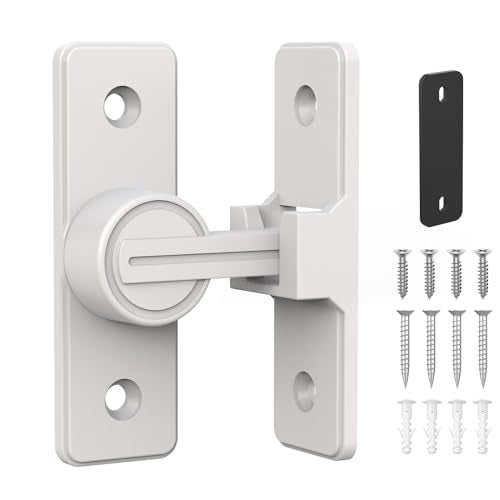 90 Degree Barn Door Lock, Heavy Duty Locks, White | Flip Sliding Gate Latches for Garden, Bathroom, Garage & Sliding Doors - size: 1 Pack White