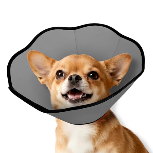 MIDOG Dog Cone Collar After Surgery, Soft Dog Cone Alternative to Stop Licking,Adjustable Elizabethan Recovery Cones for Small to Large Sized Dogs - color: Grey, size: XS