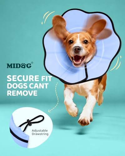 MIDOG Dog Cone Collar After Surgery, Soft Dog Cone Alternative to Stop Licking,Adjustable Elizabethan Recovery Cones for Small to Large Sized Dogs - color: Blue, size: XL