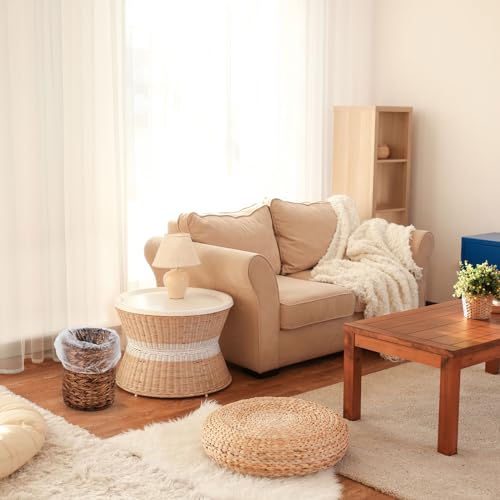 Ctosree 2 Pcs Wicker Trash Can Basket Woven Waste Basket with Lid Bathroom Wastebasket Garbage Bin with 100 Pieces of Trash Bags for Bedroom Farmhouse Home Office Kitchen(Deep Coffee, Small) - color: Deep Coffee,, size: Small