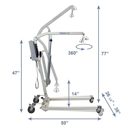Electric Patient Lift - Rhino Lift with Manual Low Base - with Shower Full Sling(Medium), 450 lb. Weight Capacity. - color: Lift+shower Full Sling, size: Medium