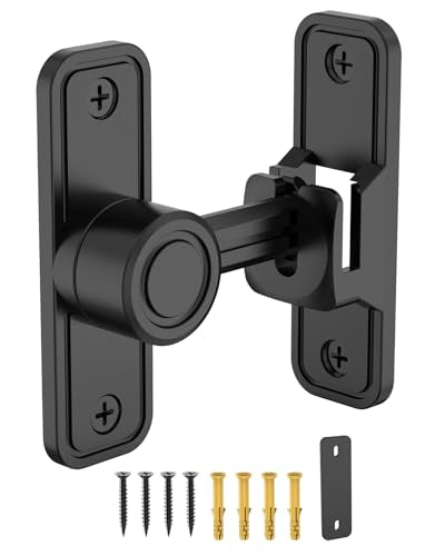 Heavy Duty Gate Latches 90 Degree Right Angle Barn Door Lock, Anti-Theft Sliding Door Lock Latch for Wooden Fence Garden Bathroom Outdoor Garage Window Include Screw (Black) | Anti-Theft Sliding Door Lock Latch for Wooden Fence, Garden, Bathroom, Outdoor,